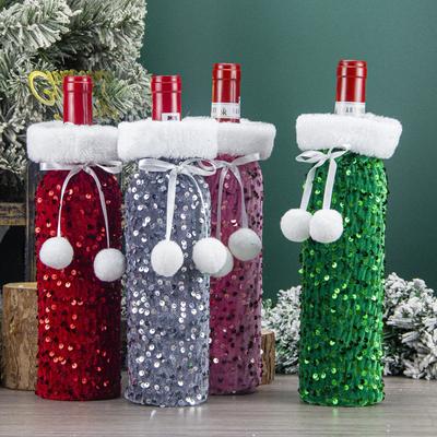 Christmas Decorations, European And American Sequined Wine Bottle Bags, Plush Wine Cases, Gift Bags, Hotel Table Decorations