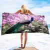 Peacock Beach Towel, Absorbent Quick Dry Sand Free Microfiber Compact Travel Beach Towel, Sandless Lightweight Beach Towel