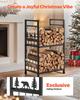 Indoor Firewood Rack, 45.5cm 2-Tier Firewood Holder with Fireplace Tools, Brush, Shovel, Poker, Tongs, Heavy Duty Log Wood Rack, 400 Lbs Weight