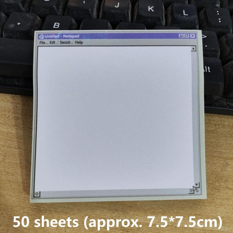 

50Pages Creative DIY Notes Sheets for Student Notes Office Message Retro Computer Drawing Tool Pattern Sticky Notes XKBQB02
