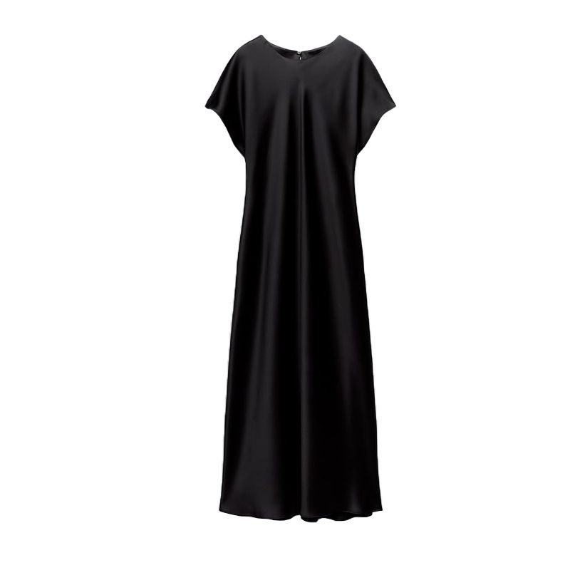 

Spring and Summer New Arrival Fashion Style Silk Satin Texture Midi Skirt Dress 2456748 8868897 2157238 Black M