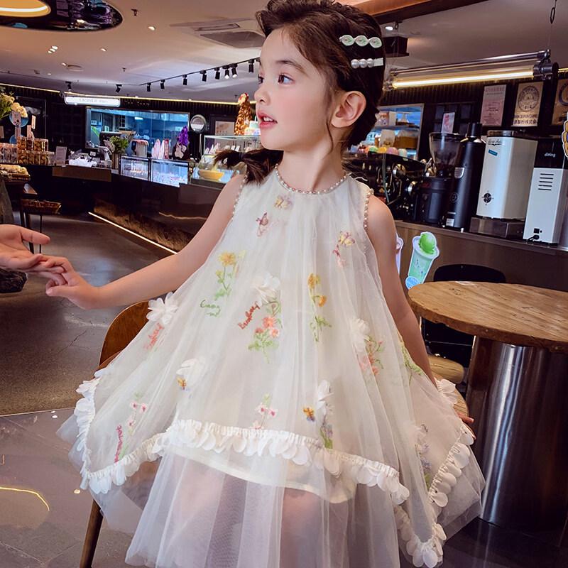 MIMIHELLO Girls  Sweet Floral Mesh Princess Dress 130