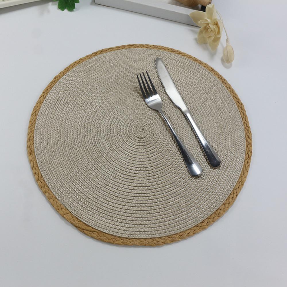 Anti-scald Woven Placemat Heat Insulation Solid Color Table Mat  Party Table Decoration