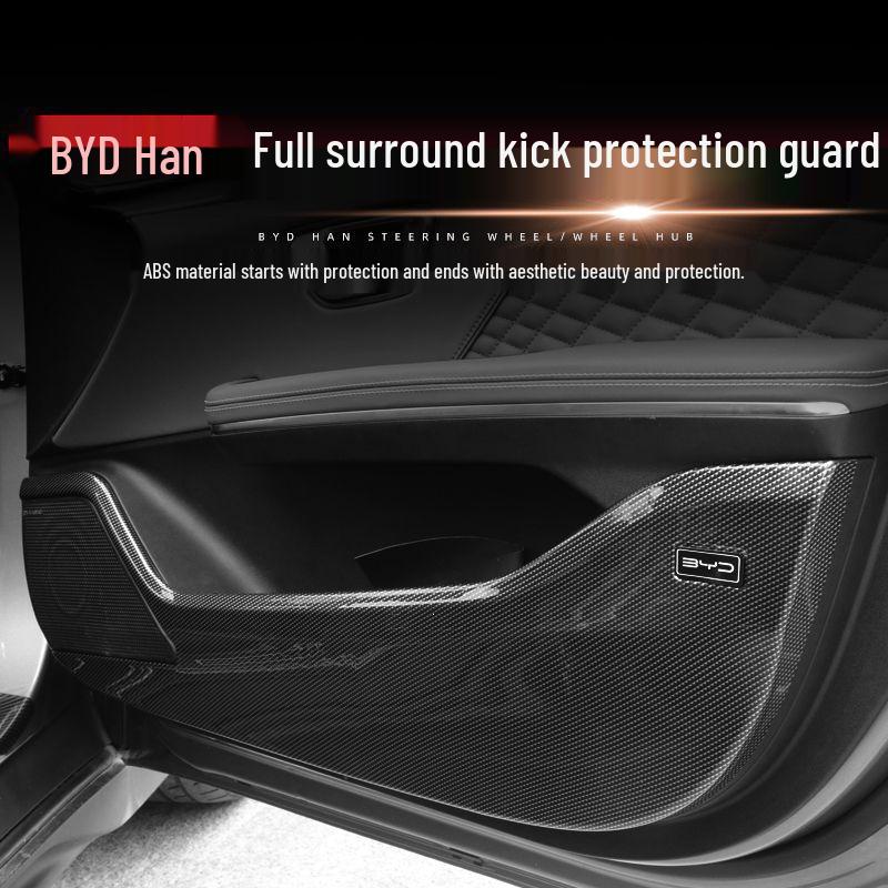 BYD Car Door Kick Mats: Scratch-Proof Interior Decorations for Tang, Song, Han, Dolphin, Seal, Yuan, and Qin Plus Models.