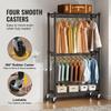 Heavy Duty Clothes Rack, Double Hanging Rods Clothing Garment Rack with Bottom and Top Storage Tier, Rolling Clothing Rack for Hanging Clothes, 1''