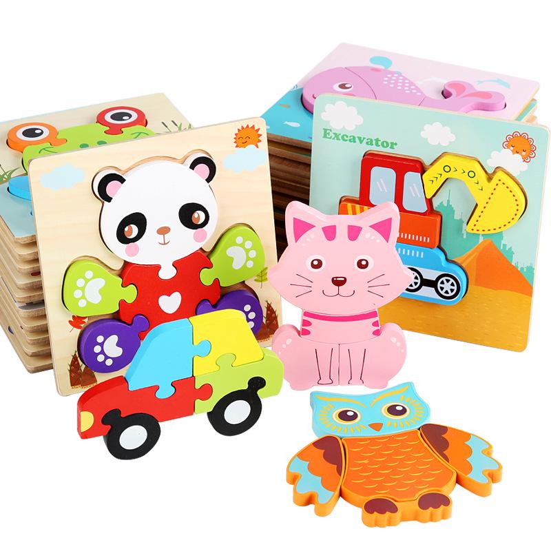 Children's 3D Wooden Animal Puzzle Board - Educational Toy for Early Learning