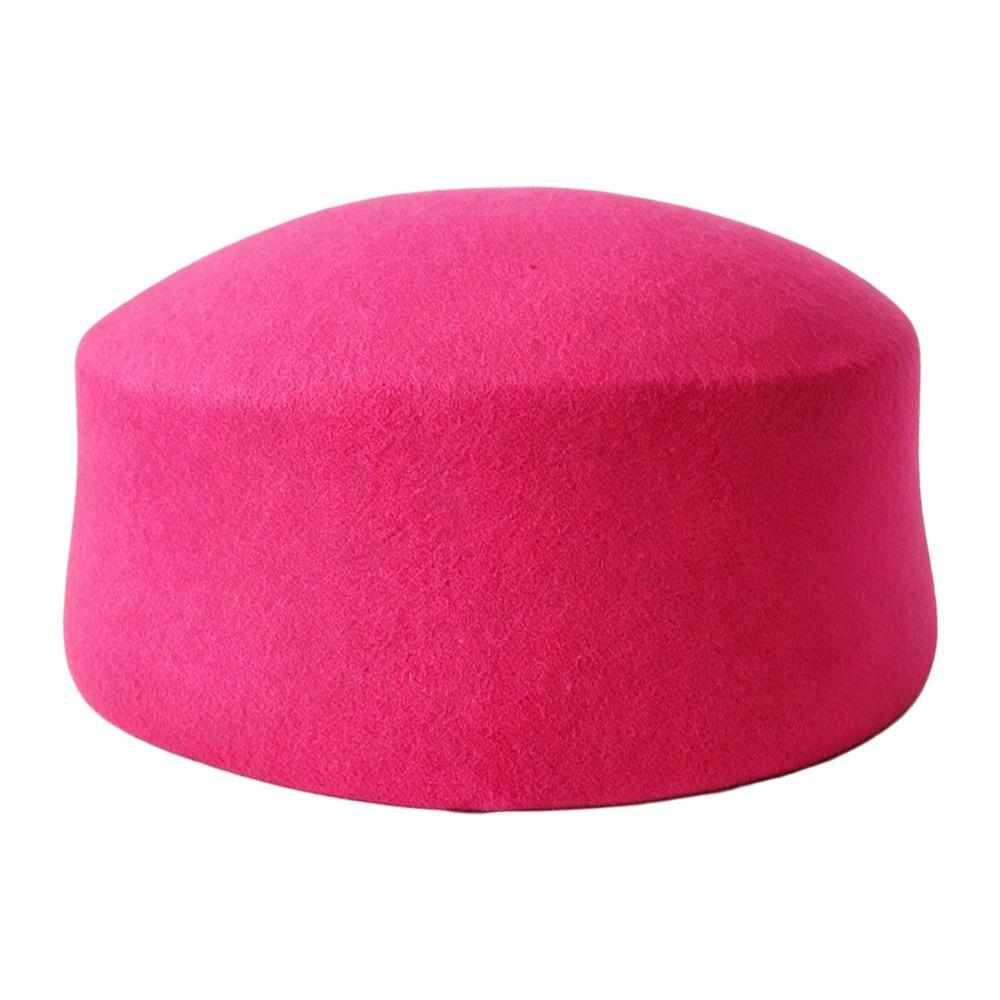 Wool Wool Pillbox Hat Structured Crown Painter Hat New Round Dress Hat Daily Outfits