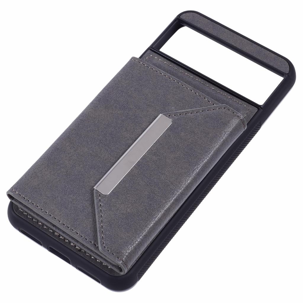 For Google Pixel 8 Case Leather Phone Back Cover with Card Slot Kickstand