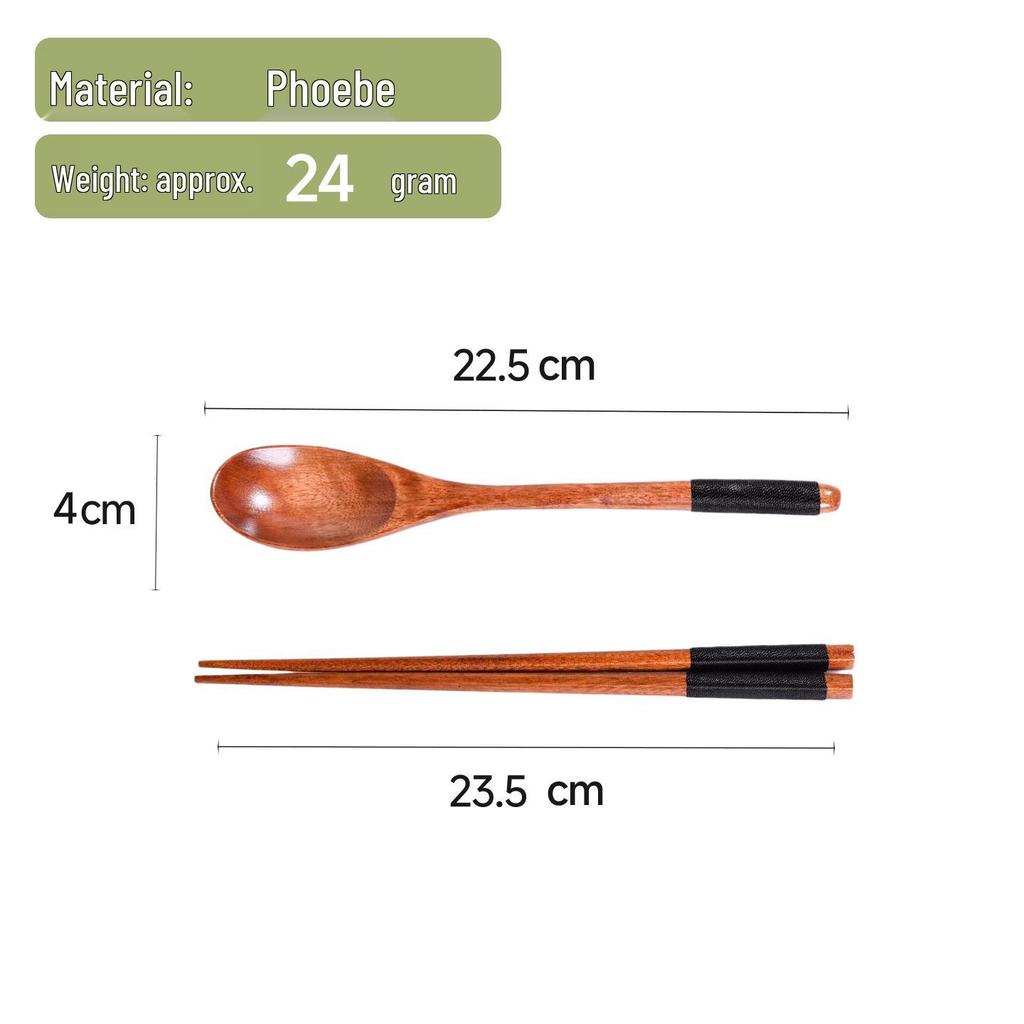 Portable Wooden Cutlery Set: Nanmu Chopsticks, Spoon & Fork