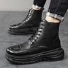 Men's Leather Boots Autumn Winter Fashion White Casual Shoes for Men High Top Street Style Ankle Boots Men Outdoor Sneakers Boot