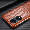Genuine Leather Half-Cover Case for OPPO A1 Series - Crocodile Pattern.