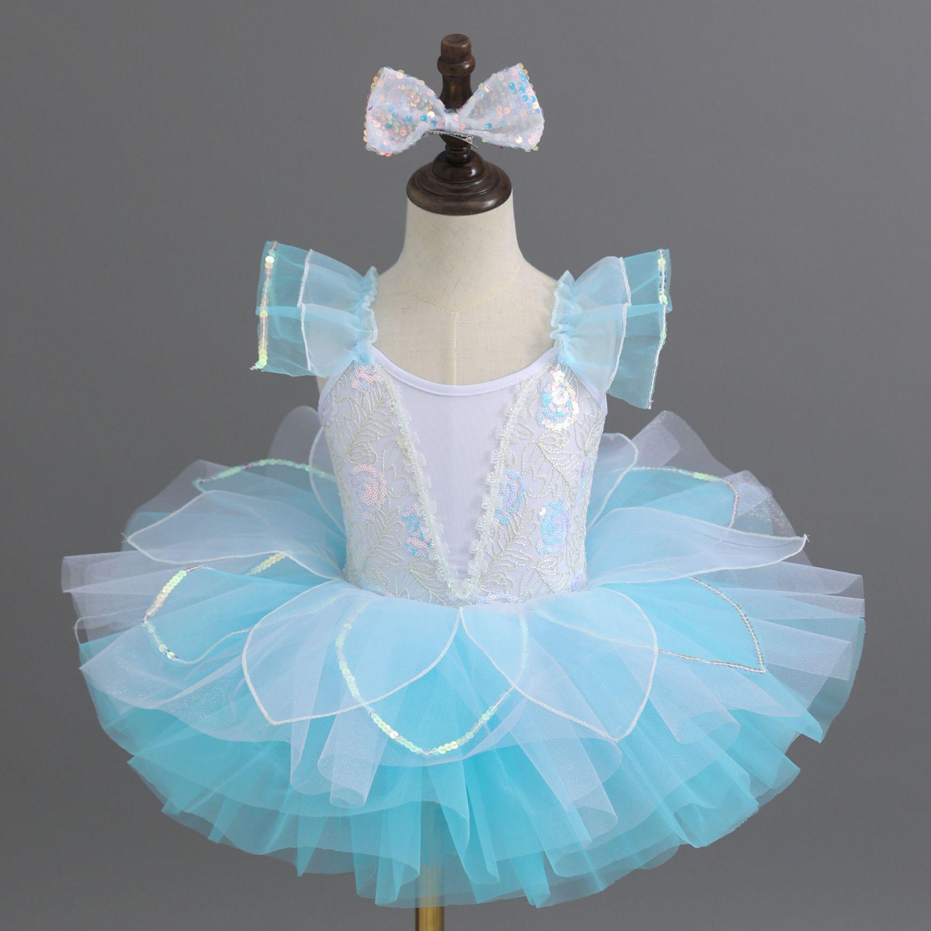 

June 1st Girls Ballet Performance Puffy Sequin Gauze Skirt for Kindergarten & Princess Dance Costumes 130 cm