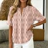 Damenmode Bedrucktes V-Ausschnitt-Shirt Kurzarm Pullover Top Leichte Lässige Bluse für den Alltag