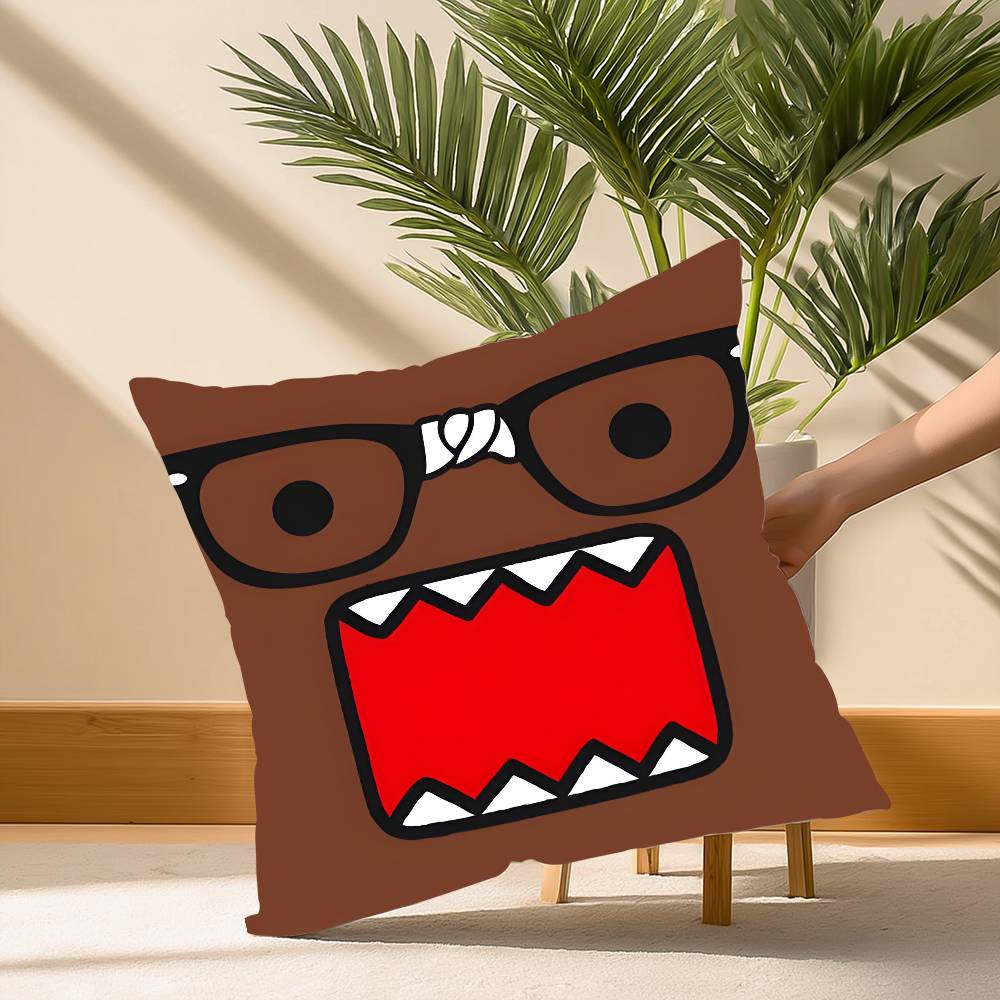 Cool Cute D-Domo KunS Face Pillow Case Soft Plush Fabric Double Sided Print Decorative Home Living Room Gift Cushion