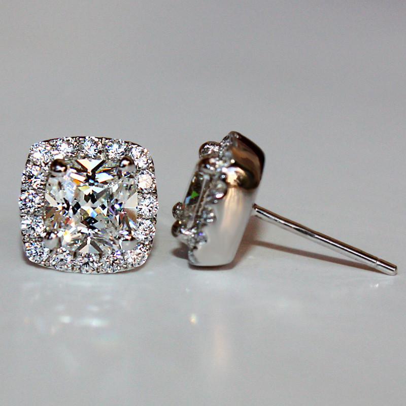 CC Earrings For Women 925 Silver Needle Square Cubic Zirconia Bridal Wedding Brincos Fine Jewelry Stud Earring CCE643