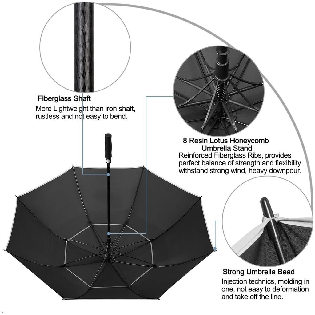 G4Free Auto Golf Large and Extra Large Double Stick Umbrella 47/54/62/68inch Open/Close Umbrella, Size, Canopy, Breathable, Windproof, Waterproof,