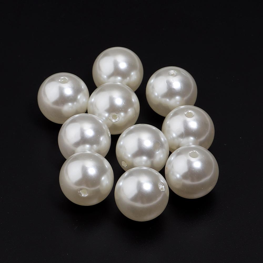 10-1000pcs Beige ABS Imitation Pearl Beads Multisize Round Loose Beads With Hole For Jewelry Making DIY Bracelets Accessories