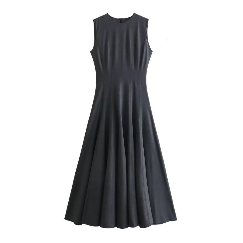 

European American Women s Clothing Summer Fashion Temperament Sleeveless High-waist Vest Dress M темно-серого
