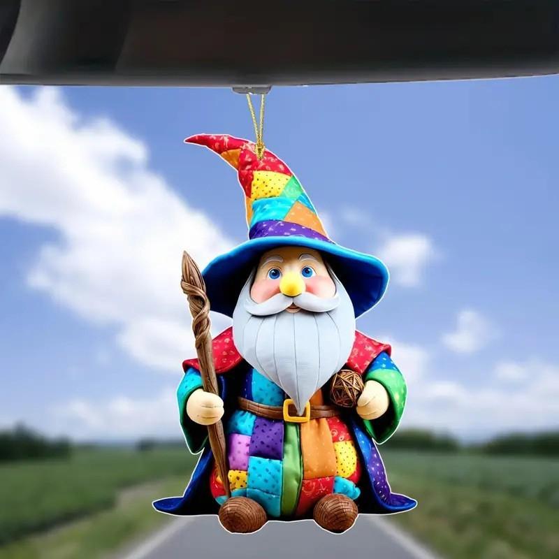 Themed Christmas Magical Old Man Pattern Acrylic Pendant Decoration Holiday