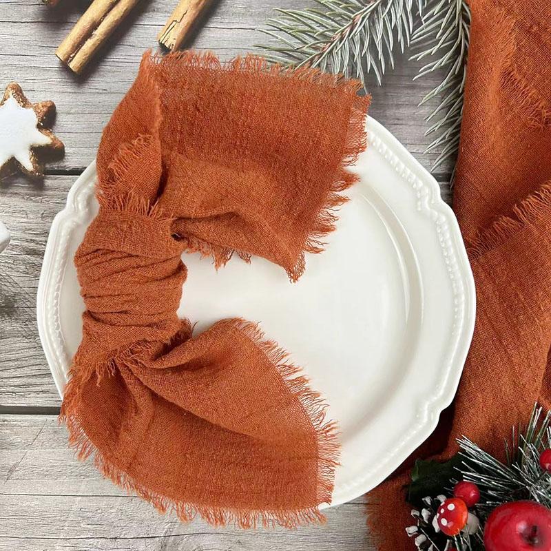 12pcs 40x40cm Dark Green Gauze Napkins 100% Soft Cotton Fabric Serviette Table Set Kitchen Tea Towels For Wedding Decorate