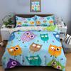 Cartoon Owls With Colorful Background Bedding Set 1 Duvet Cover 2 Pillowcases For Adult And Children Luxury Gift Full Size