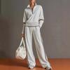 Amazon 2026 New Cross-border Leisure Sports Suit European and American Style Contrasting Color Stand-up Collar Sweater Wide-leg Pants Two-piece Set