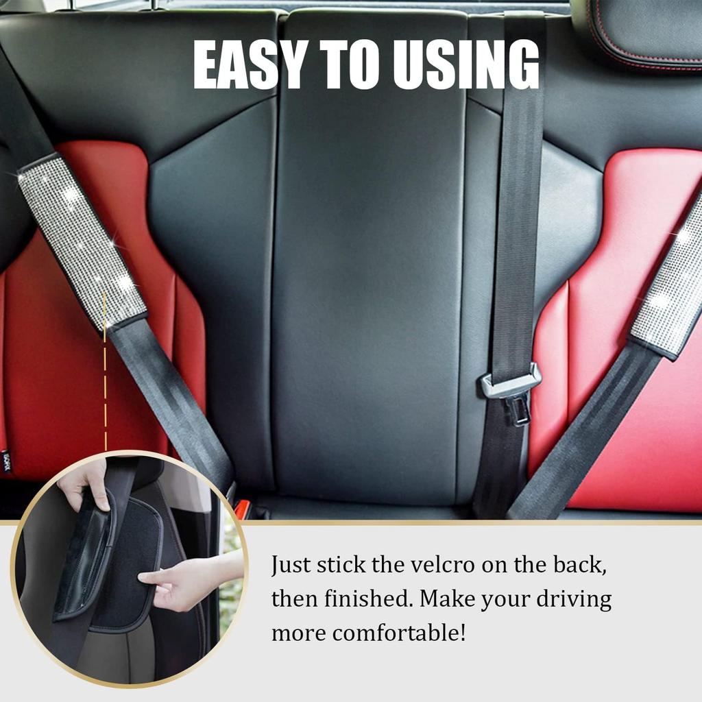 JDDRY 2 Shiny safety belt cover set,Women's Shiny Seatbelt Cover,Car seat belt shoulder pad,General automotive interior accessories suitable for