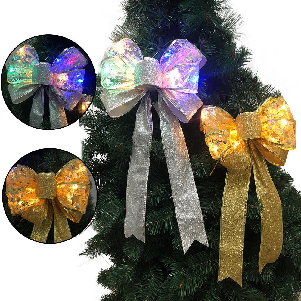 Christmas Led Eyecatching Bow Decoration With Stylish Silver And Options Gold