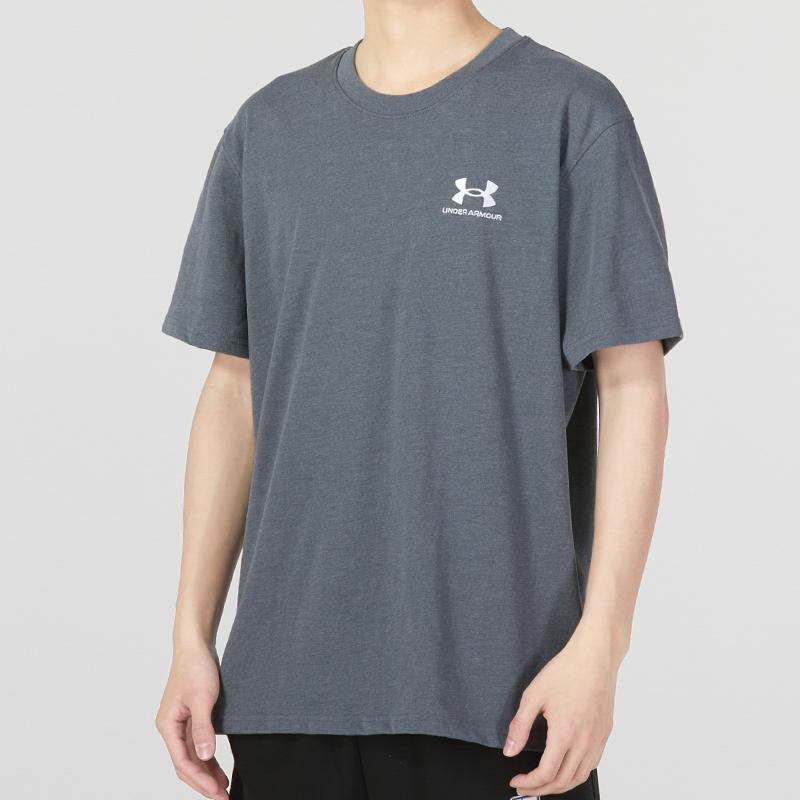 Under Armour Solid Color Sports Fitness Training Short Sleeve T-Shirt Men Tops Grey 1373997-012