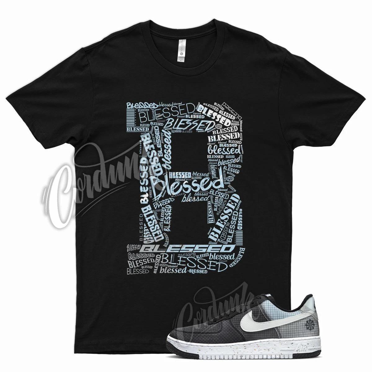 Black BLESSED Shirt for Air Force 1 Crater Foam Blue Grey Volt Sustainable S