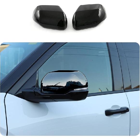 Car Accessories Fit For Toyota Tundra/Sequoia 2025 2024 2023 2022 Exterior Car Door Side Rearview Mirror Cover Trim With Turn Signal (Glossy Black)