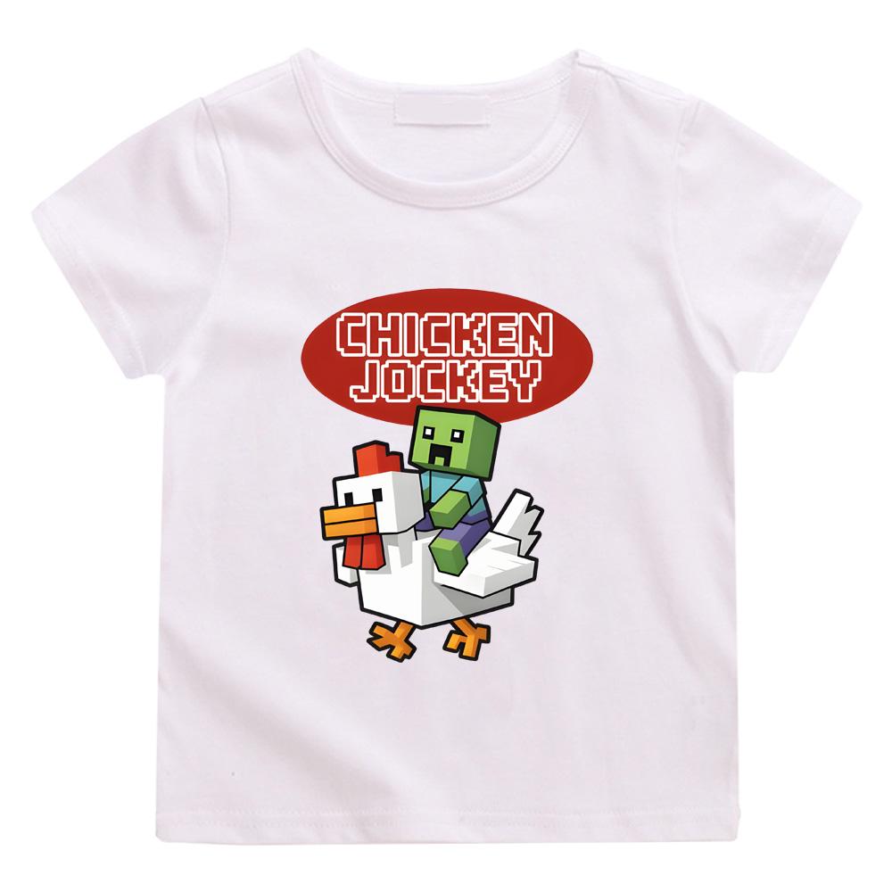 

chicken jockey Print Cute T-shirt Cartoon 100%Cotton Comic Tee-shirt O-neck Camisetas TeesTop Clothes Casual Versatile Soft 100 белый
