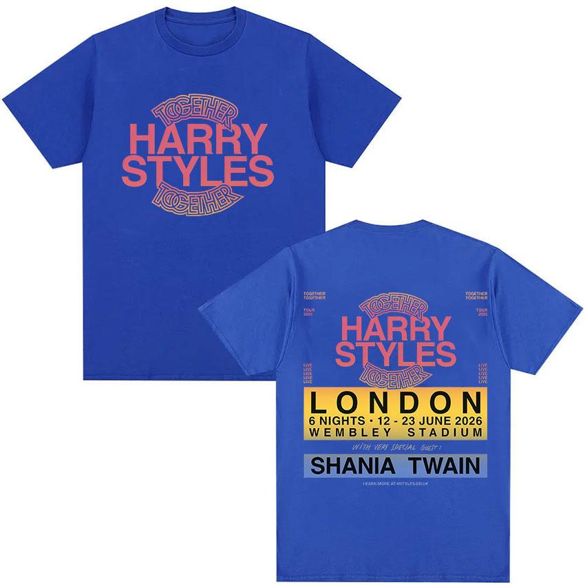 

Harry Styles Together Tour 2026 Pattern Tshirt Mens Luxury Fashion Cotton Short Sleeve Tshirt High Quality Neutral Tshirt L