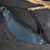 Retro Crazy Horse Leather Waist Bag, Simple and Fashionable Genuine Leather Crossbody Bag, Outdoor Multi Functional Chest Bag, Unisex
