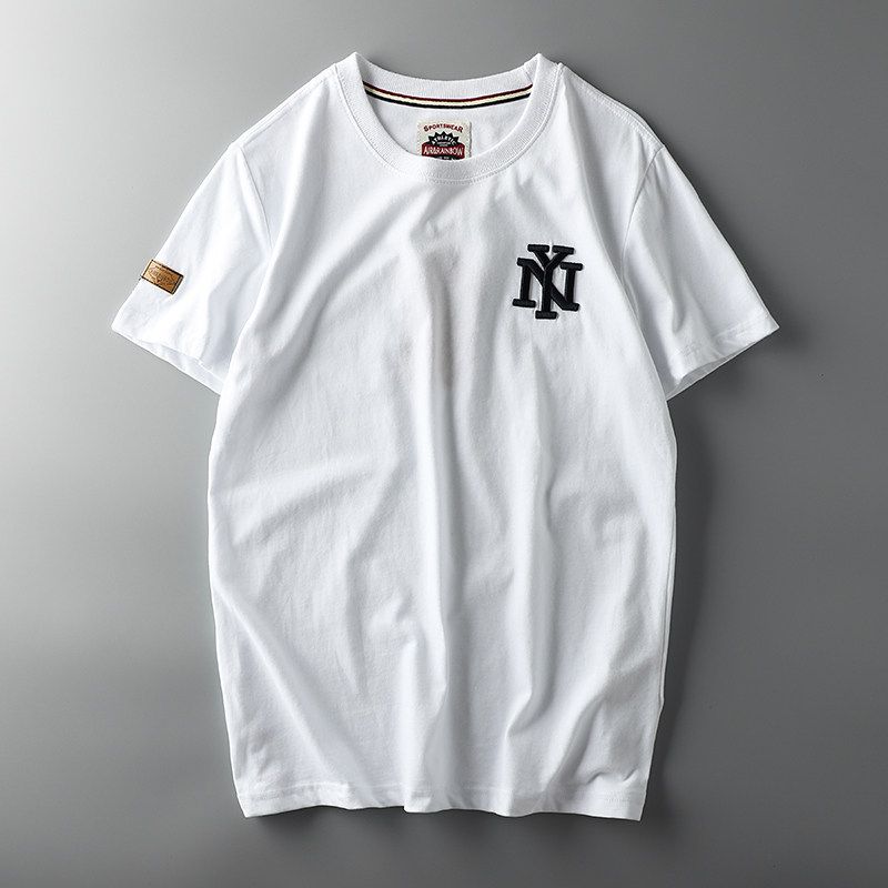 Fashion Brand Short Sleeve Easiest for Match Baseball T-shirt Export Embroider White L