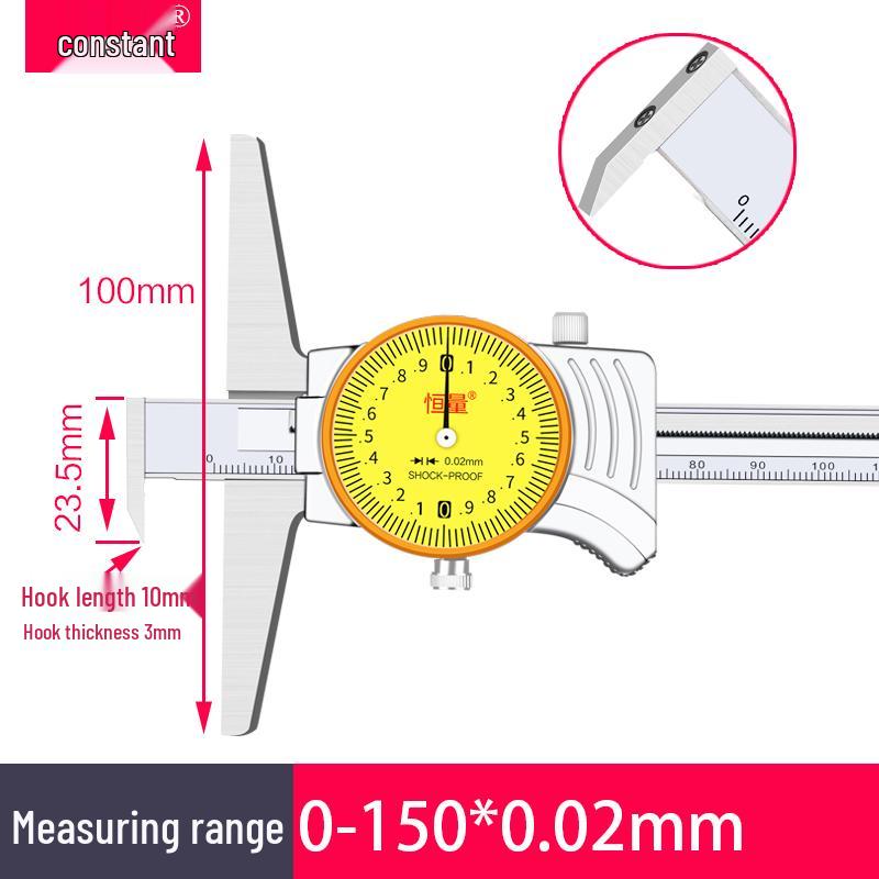 Constant Weight Depth Gauge with Hook & Dial, 0-150/200mm, Single/Double Hook Caliper