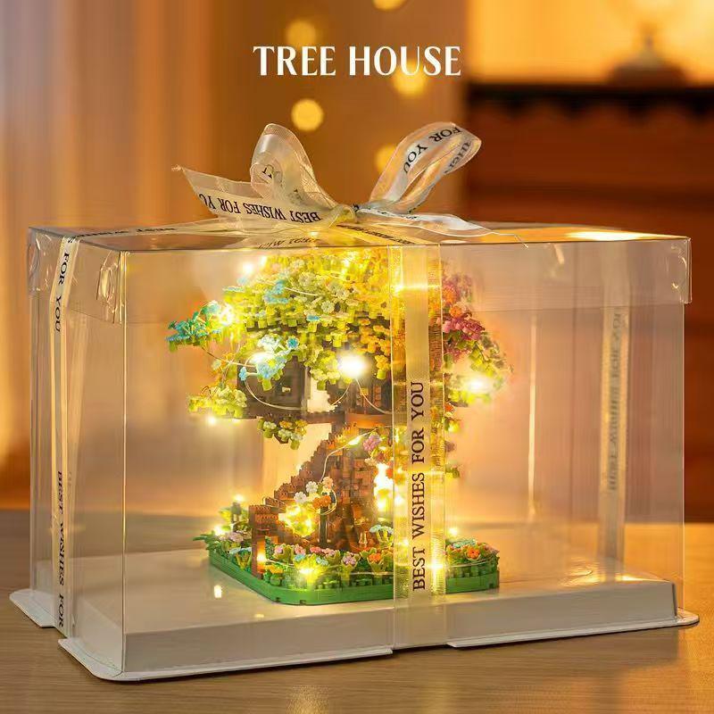 Compatible Purple Cherry Blossom Tree House for Lego with Castle Bouquet, Assembly Toys for Kids, Gift & Exquisite Ornament
