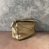 [Pre-Owned] Puzzle Logo Embossed Patchwork Design Leather Geometric Tote Shoulder Crossbody Bag Small - Excellent #1JLMXTE