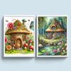 Dům s houbami Tištěná sada pro křížkovou výšivku DIY 11CT Thread Art Ruční práce Dekor
