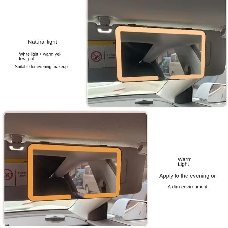 LED Light Mode Stepless Dimming Sun Visor Vanity Mirror Rechargeable Touch Sensor Vanity Mirror Convenient Car Vanity Mirror