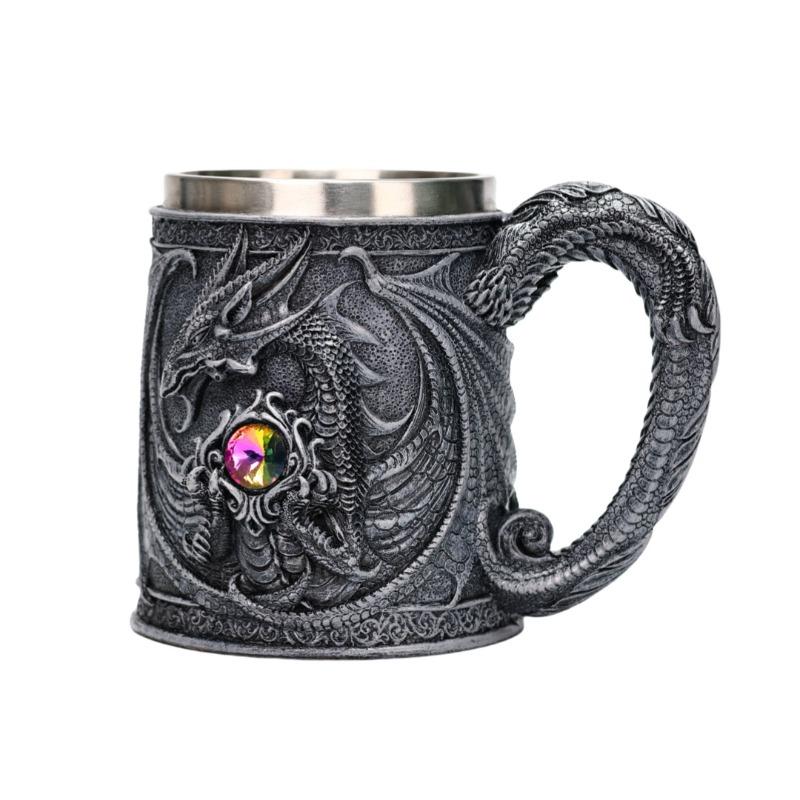 Gem Guardian Dragon Stainless Steel Beer Cup Large Capacity High Value Export Draft Beer Cup Mysterious Gift Cup