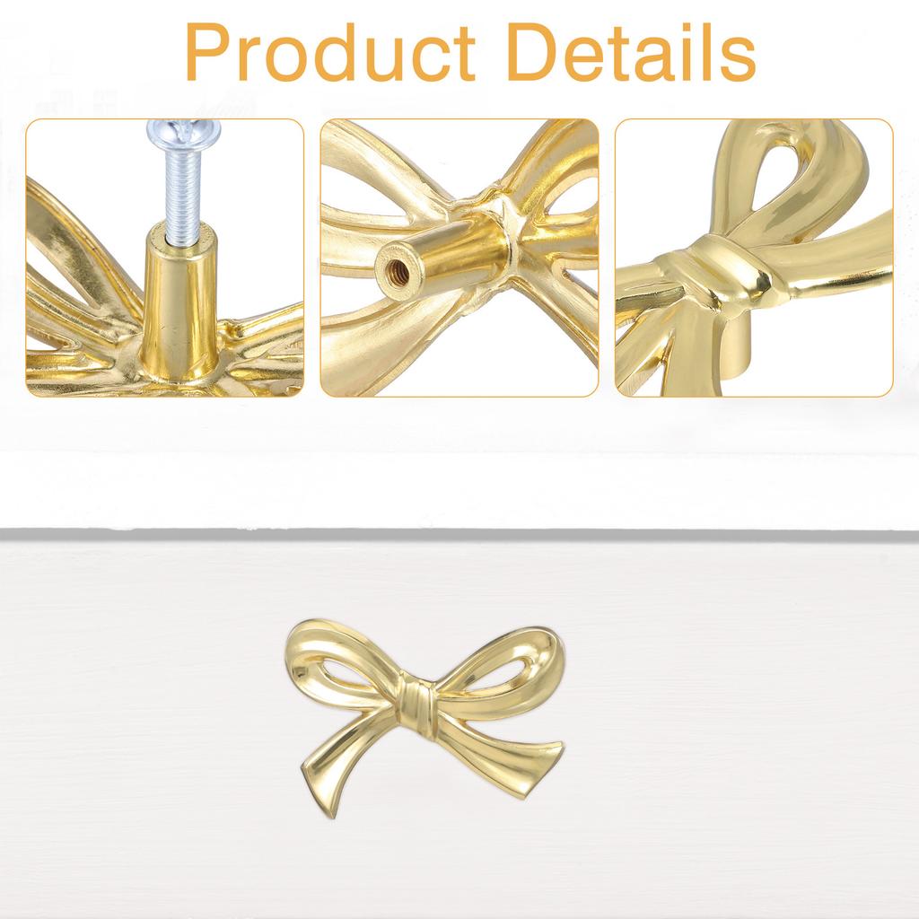 2Pcs Bowknot Cabinet Pull Handle Brass Knobs for Drawer Wardrobe Dresser Cupboard Decorative Furniture Hardware