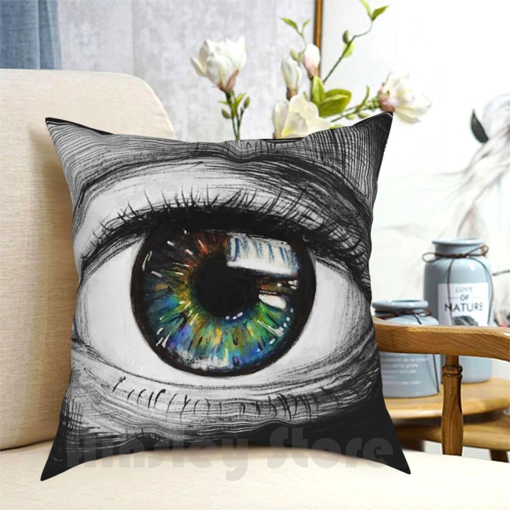 Eye See You Pillow Case Printed Home Soft DIY Pillow Cover Eye Pupil Color Rainbow Cool Artist Famous Trend Viral Seller