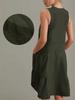 Womens Sleeveless Half Zip Tank Mini Dress Loose Fit Utility Pocket Dress