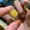 Women Jewelry Set Brushed Sugar Cube Ring Sparkling Crystal Necklace Light Luxury Floral Hollow Earrings