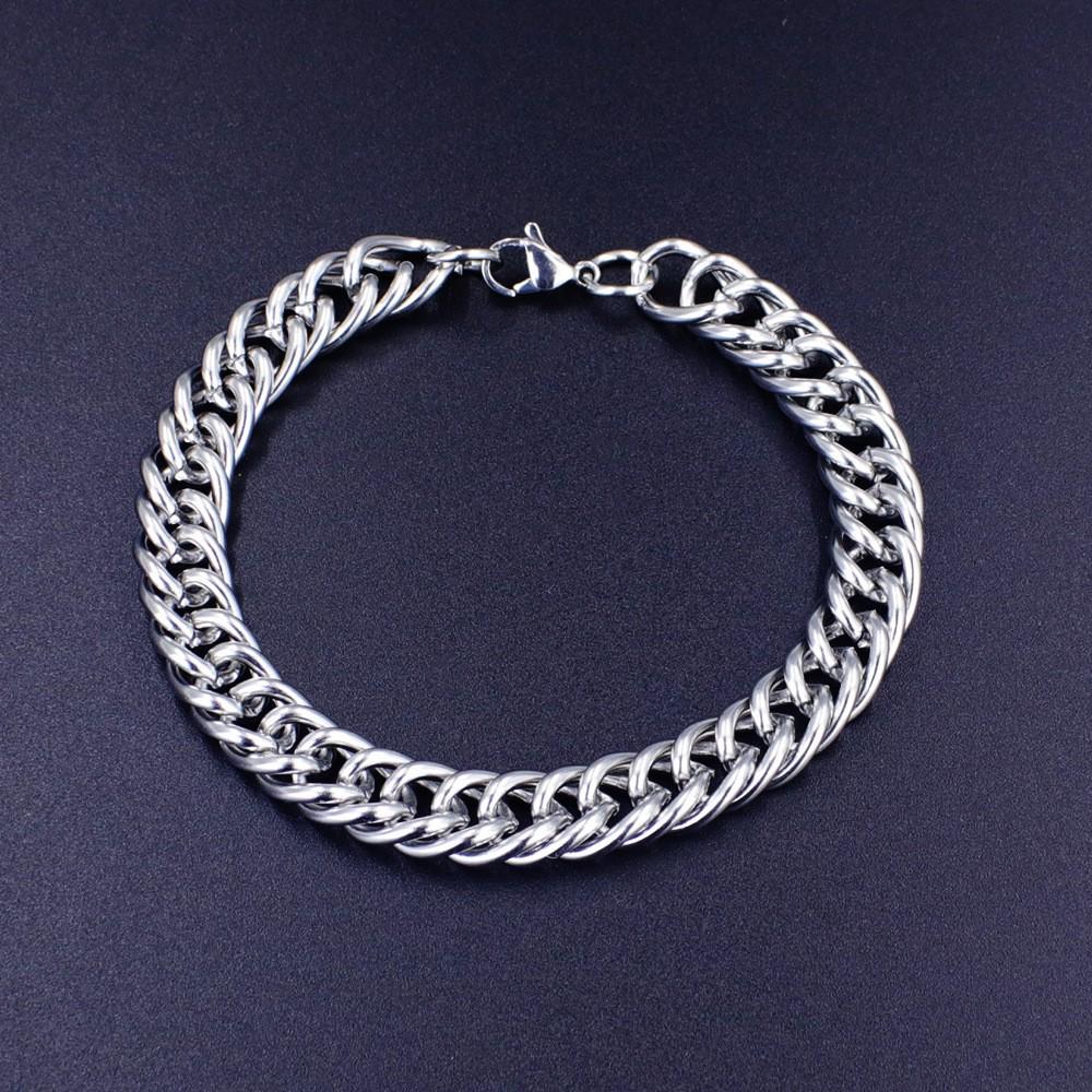 European & American Stainless Steel Cuban-Figaro Men's Bracelet Set - Gold Titanium