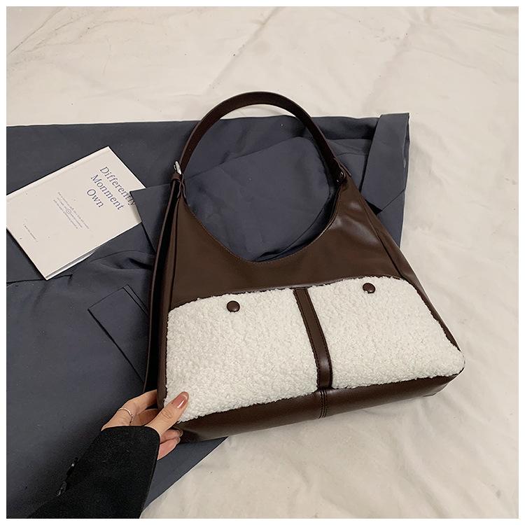Simple retro color matching bag women's large capacity 2025 autumn new fashion shoulder bag high value tote bag