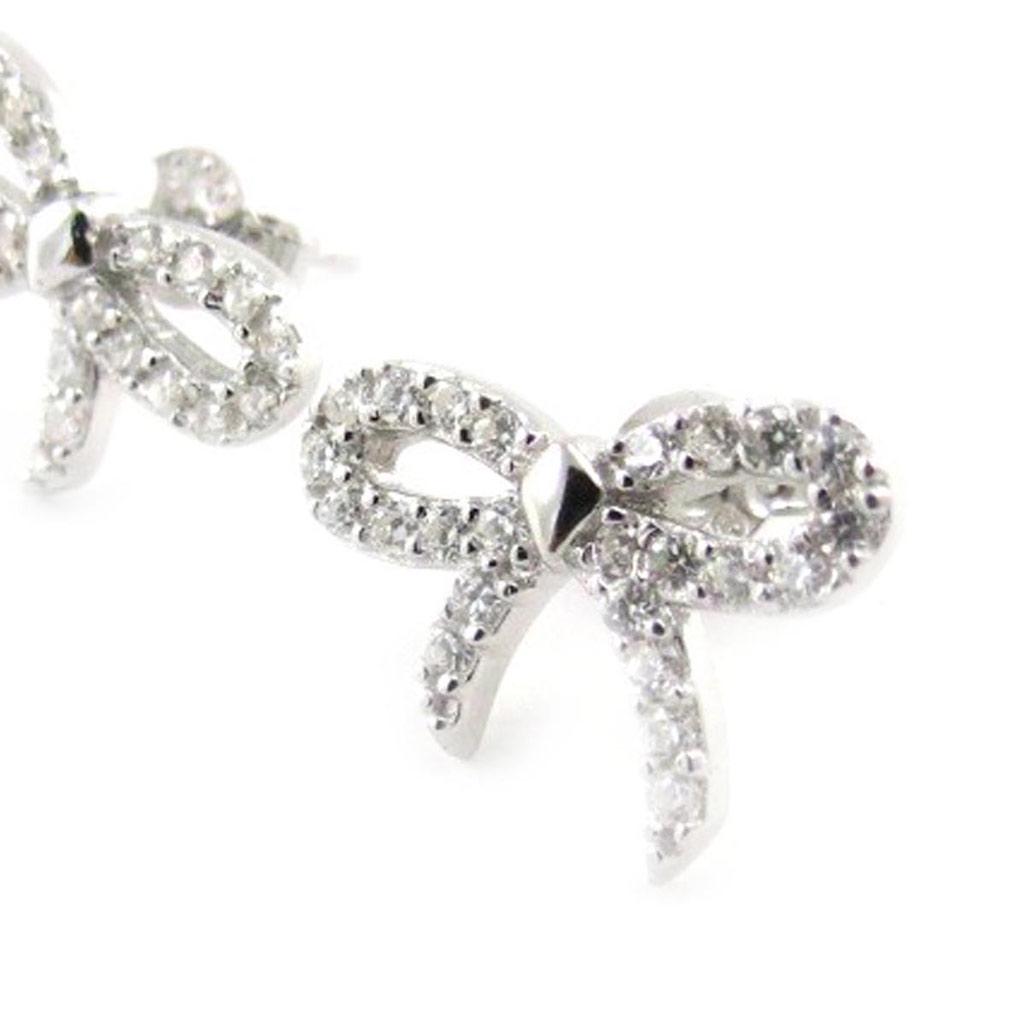 Les Trésors De Lily [J2089] - Boucles Argent 'Noeud Romantique' blanc