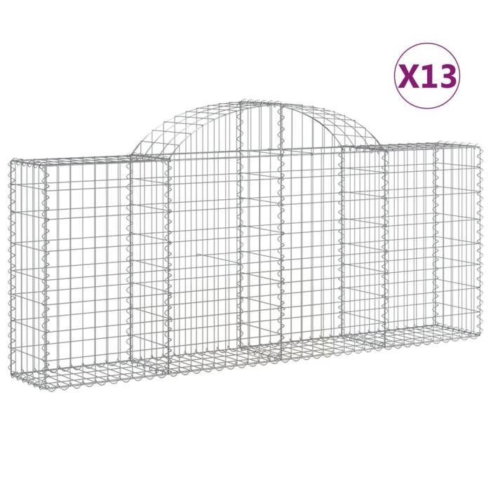VidaXL Curved Gabion Baskets 13 Pcs 200x30x80/100 Cm Galvanized Iron, Gabion, Gabion Cage, Gabion Wall Basket, Wall 3146100