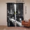 2pcs New York City Night Scene Printed Curtains, Pole Bag Curtains, Bedroom and Living Room, Home Decoration, Room Decoration